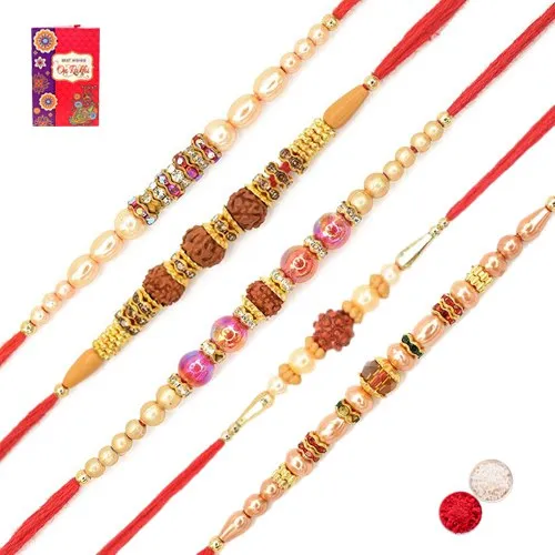 Rudraksha Rakhi n Jazzy Beads Rakhi Combo