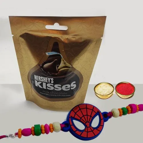 Cute Kids Rakhi with Hersheys Chocolates, Roli Tilak n Card