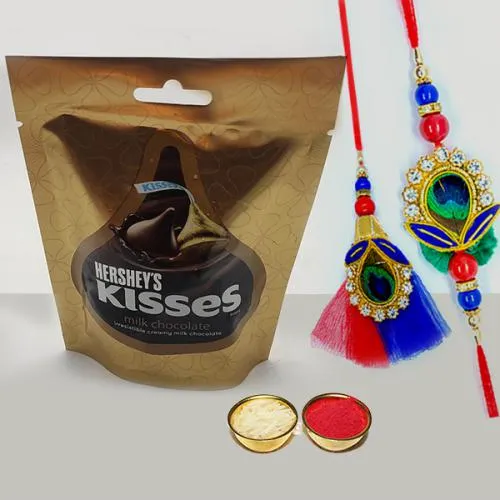 Attractive Bhaiya Bhabhi Rakhi with Hersheys Chocolates