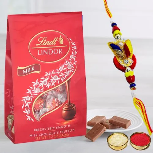 Appealing Gift of Rakhi with Lindt Chocolates