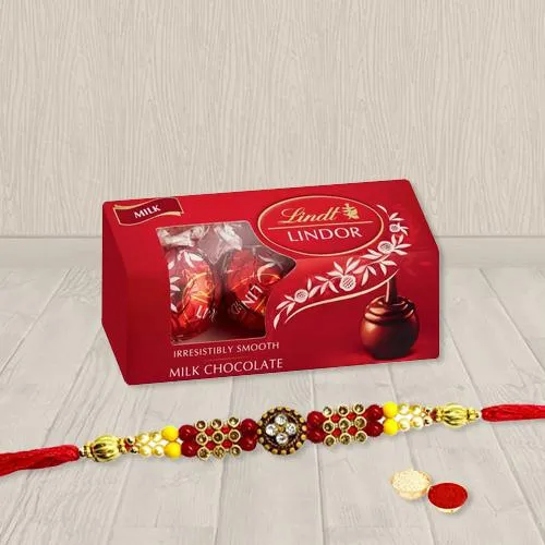 Stylish Gift of Rakhi with Lindt Chocolates