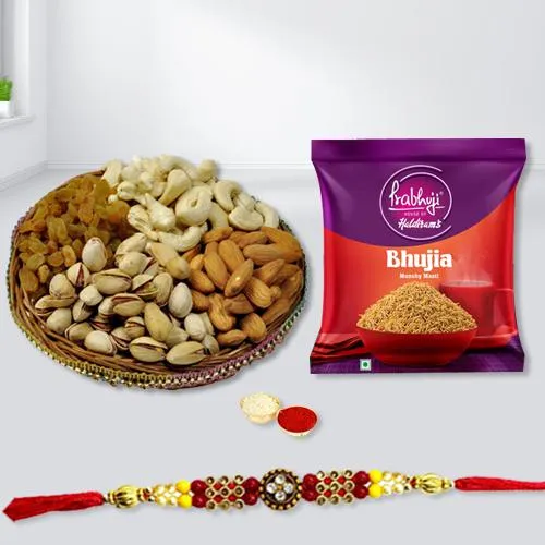 Charming Rakhi with Haldiram Bhujia n Dry Fruits